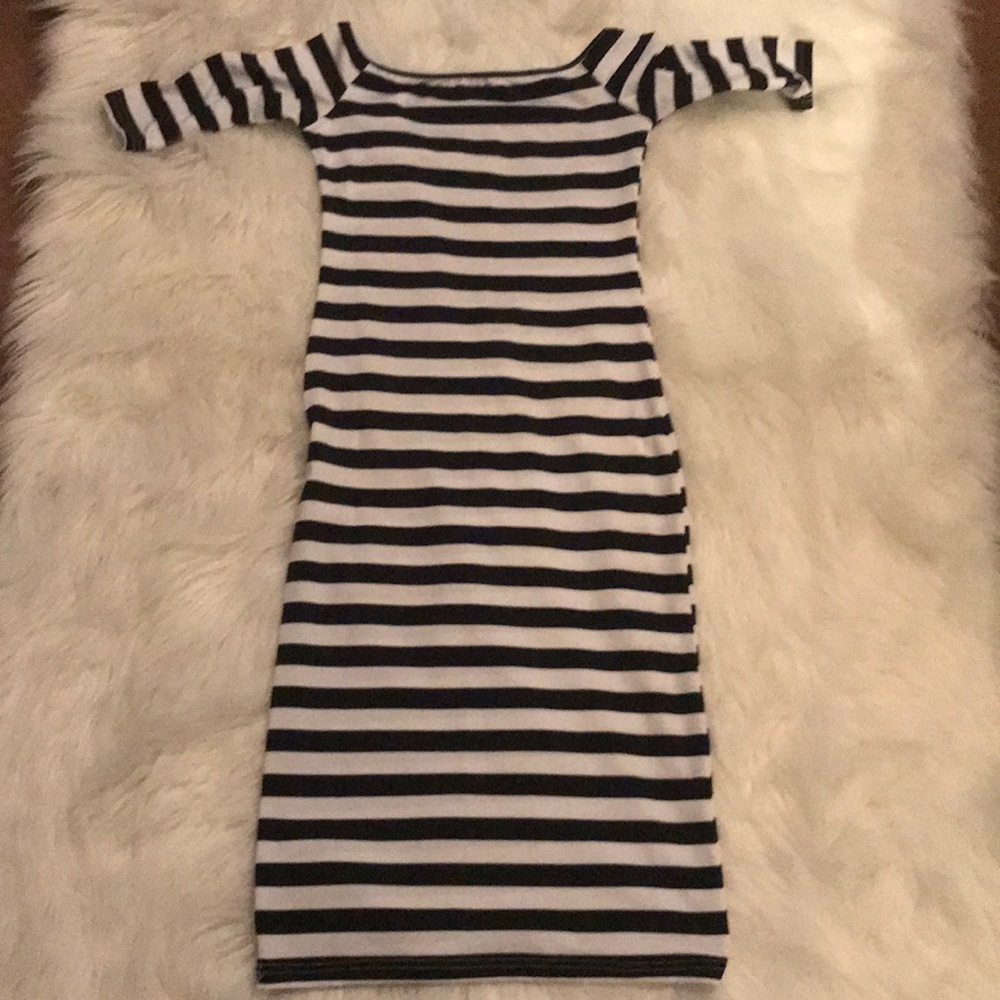 Fitted off the shoulder stripped dress